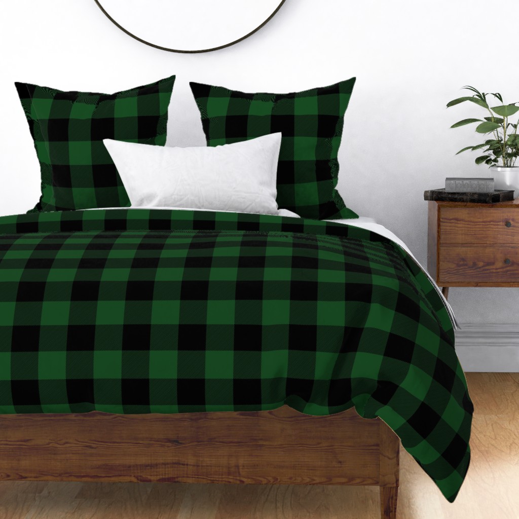 Jumbo Forest Green and Black Rustic Cowboy Cabin Buffalo Check