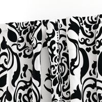 Large Scale Black & White Damask