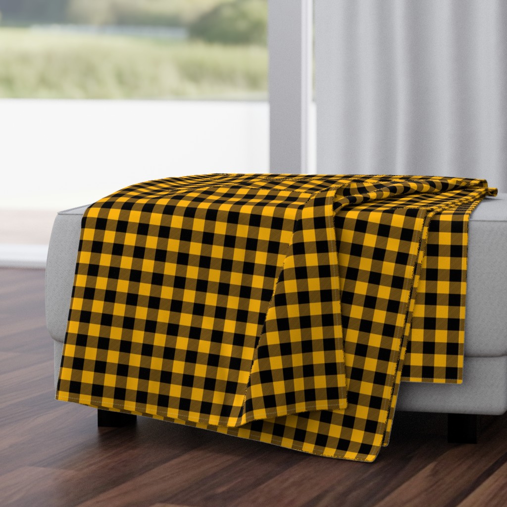 Mini Goldenrod Yellow and Black Rustic Cowboy Cabin Buffalo Check