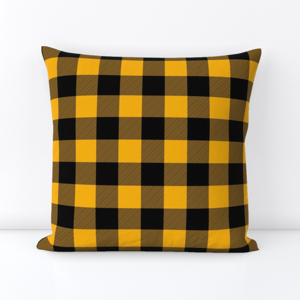 Original Goldenrod Yellow and Black Rustic Cowboy Cabin Buffalo Check