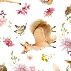 18" Forest Friends ROTATED – Flowers, 18" repeat on fabric