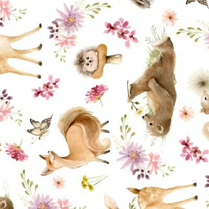 12" Forest Friends ROTATED – Flowers, 12" repeat on fabric