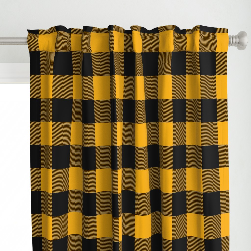 Jumbo Goldenrod Yellow and Black Rustic Cowboy Cabin Buffalo Check