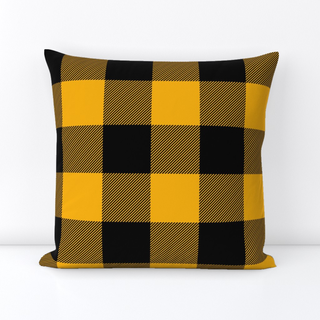 Jumbo Goldenrod Yellow and Black Rustic Cowboy Cabin Buffalo Check