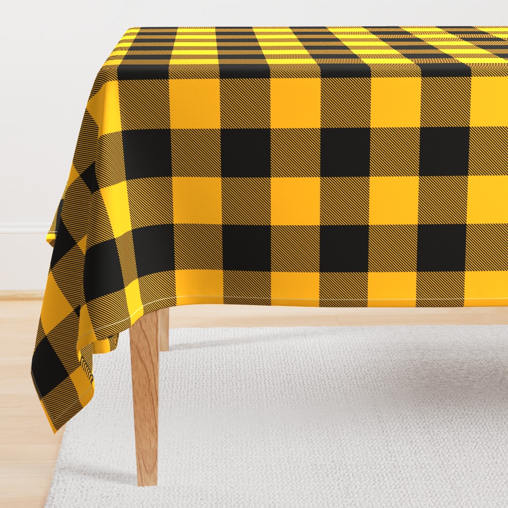 Jumbo Goldenrod Yellow and Black Rustic Cowboy Cabin Buffalo Check