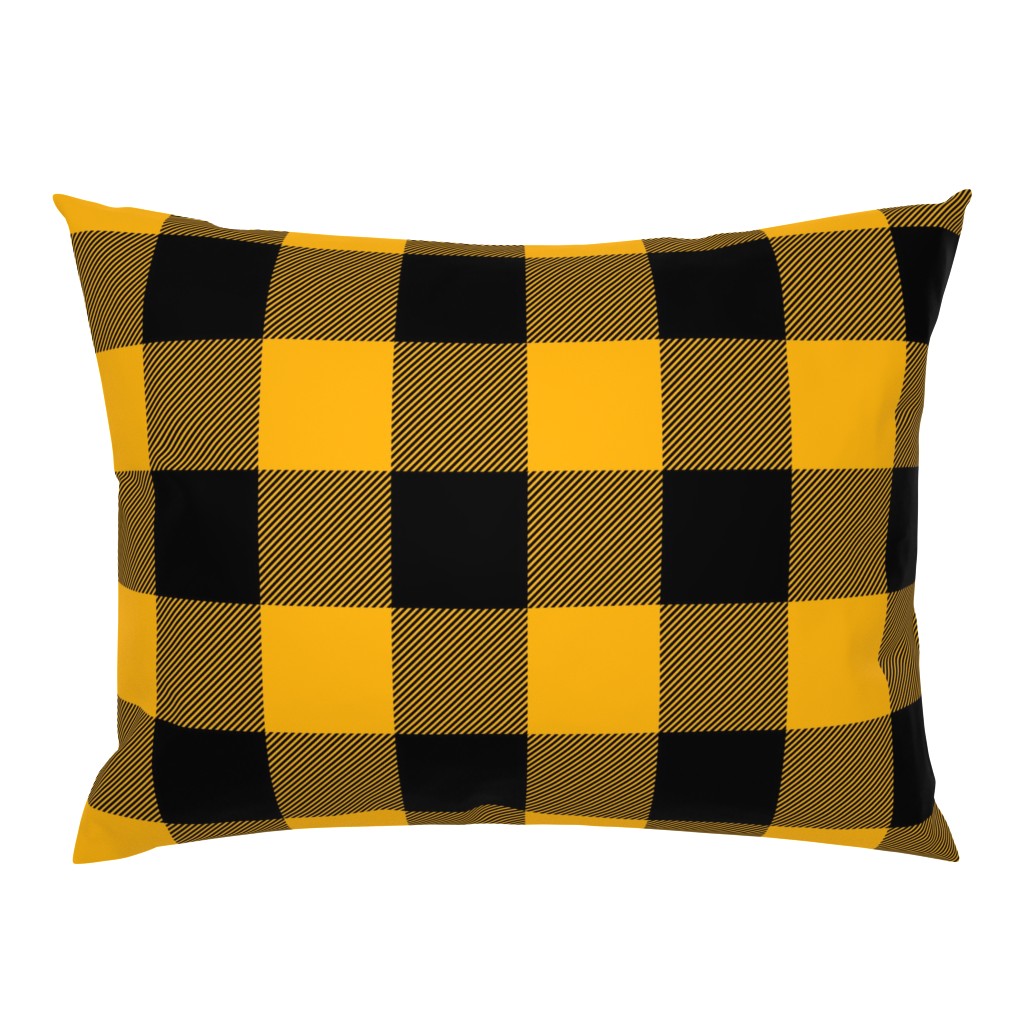 Jumbo Goldenrod Yellow and Black Rustic Cowboy Cabin Buffalo Check