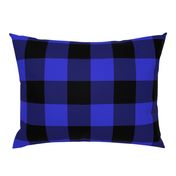 Jumbo Cornflower Blue and Black Rustic Cowboy Cabin Buffalo Check