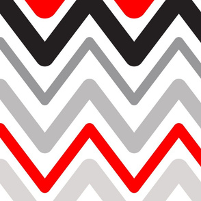 Soft Chevron Waves Red Black Large Scale