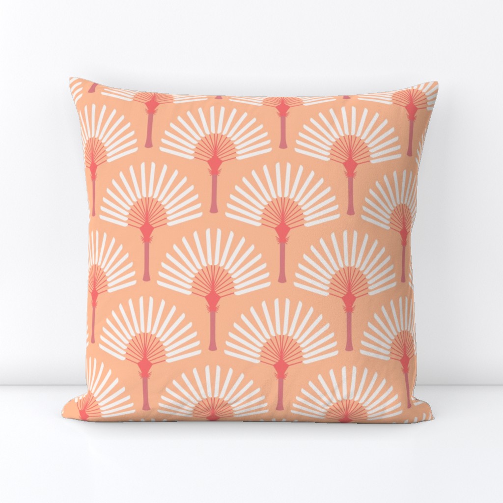 Peach Fuzz pastel palm fan trees