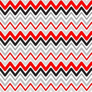 Soft Chevron Waves Red Black Small Scale