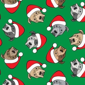 All the pit bulls - Santa hats - Christmas Dog (green)