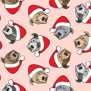 All the pit bulls - Santa hats - Christmas Dog (pink)
