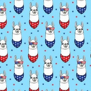 (1.75" scale) patriotic llama on blue with stars C18BS