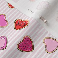 (small scale) heart sugar cookies - valentines - pink stripe C18BS