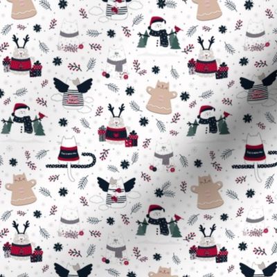 Christmas Cats on White | Small scale
