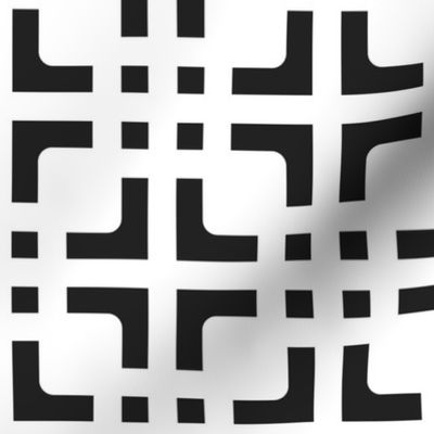 Chinese cross dots mosaic black white
