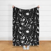 White on black Floral large scale