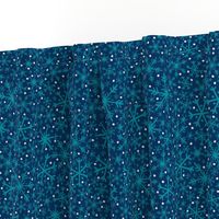Midnight Snowflake + Flurry Texture Pattern in Turquoise, Indigo, & White // Hand Drawn Snowy Winter Weather Coordinate