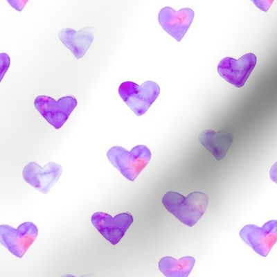 Orchid violet hearts || watercolor valentine's pattern