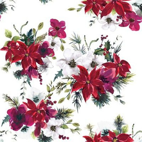 8" Christmas Dream Florals // White