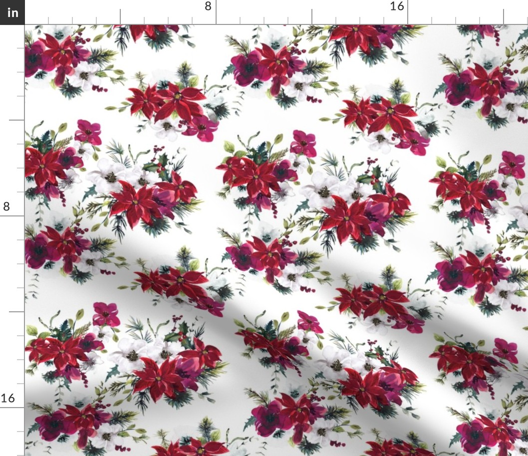 8" Christmas Dream Florals // White