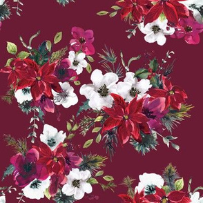 8" Christmas Dream Florals // Persian Plum
