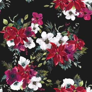 8" Christmas Dream Florals // Gray Black