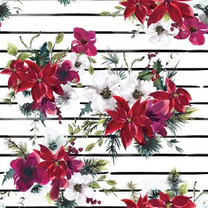 8" Christmas Dream Florals // Black Stripes