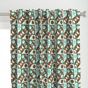 Mid Century Cut Out Circles and Diamonds 2 // Turquoise, Brown, Cream