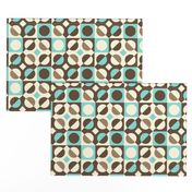 Mid Century Cut Out Circles and Diamonds 3 // Turquoise, Brown, Cream