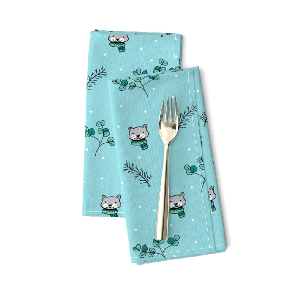 Christmas cats scrafs and winter kitten holiday design gender neutral blue