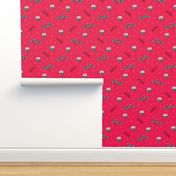 Christmas cats scrafs and winter kitten holiday design red pink girls