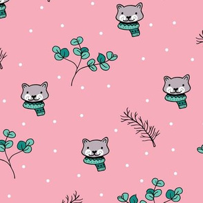 Christmas cats scrafs and winter kitten holiday design pink girls