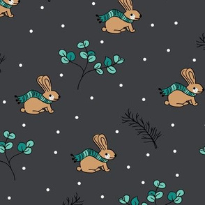 Sweet Christmas bunny winter scarf hare holidays design night