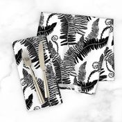 Native ferns, vintage feel- large scale black and white