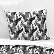 Native ferns, vintage feel- large scale black and white