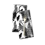 Native ferns, vintage feel- large scale black and white