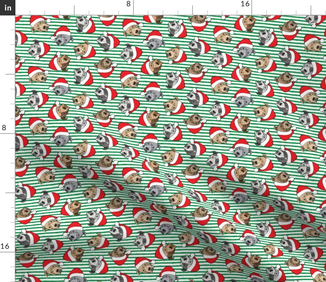 (small scale) All the pit bulls - Santa hats - Christmas Dog (green stripes) C18BS