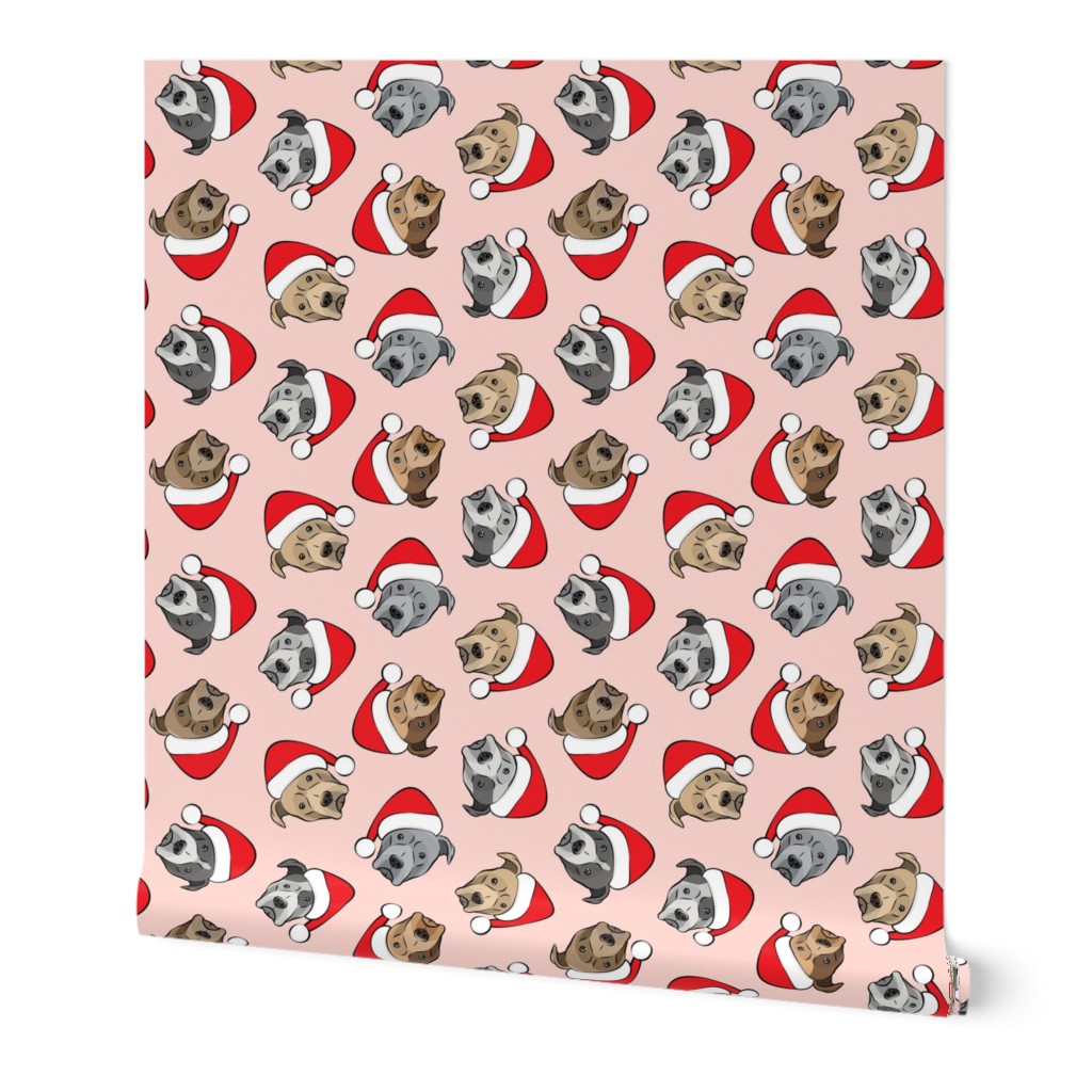 (small scale) All the pit bulls - Santa hats - Christmas Dog (pink)  C18BS