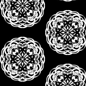 Loopy Lacy Doilies of White on Black