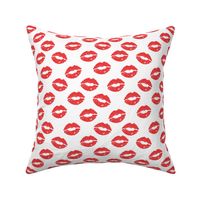 Girly Valentines Day Lipstick Kisses Pattern Fabric - kiss fabric, lipstick fabric,  makeup fabric, valentines day fabric, valentines fabric, girly fabric -  red