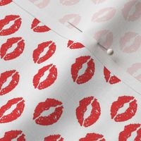 SMALL - valentines day lipstick kisses pattern fabric - kiss pattern, kiss fabric, makeup fabric, girly fabric - valentines day - red