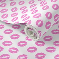 SMALL - valentines day lipstick kisses pattern fabric - kiss pattern, kiss fabric, makeup fabric, girly fabric - valentines day - bubblegum