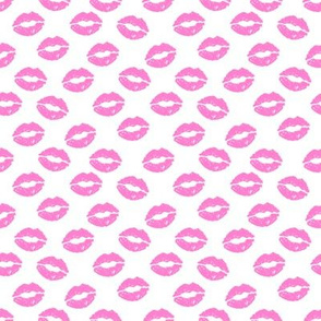 SMALL - valentines day lipstick kisses pattern fabric - kiss pattern, kiss fabric, makeup fabric, girly fabric - valentines day - bubblegum