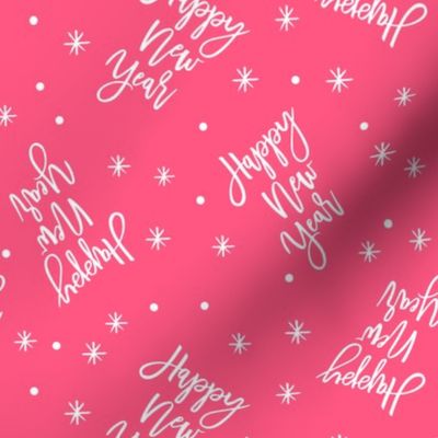 Happy New Year - Script on pink