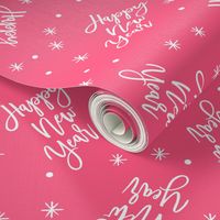 Happy New Year - Script on pink