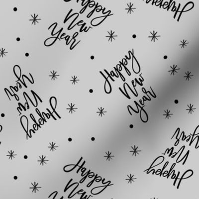 Happy New Year - Script black on grey