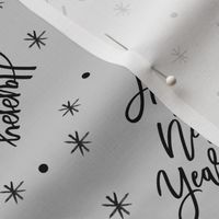 Happy New Year - Script black on grey