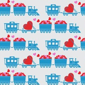 Love train - blue on grey