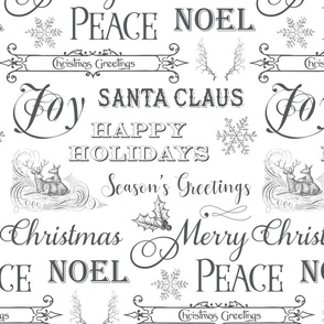 Christmas Typography, Christmas Greetings, Christmas Sayings in white  